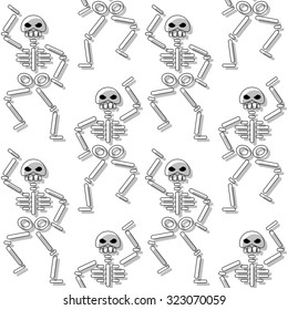 repeating pattern with skeleton on white background
