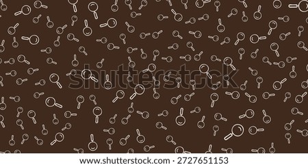 A repeating pattern of small magnifying glass icons scattered across a dark brown backdrop.
