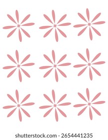  A repeating pattern of small pink flower shapes inspired by 70s design aesthetics.