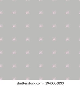 a repeating pattern of small pink pointed leaves, rarely arranged, on a gray background in the vector.