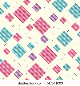 Repeating pattern with striped rectangles on a beige background. Seamless vector pattern.