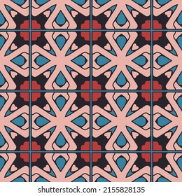 Repeating pattern with stylish floral and geometric ornaments