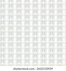 Repeating pattern of stylized butterfly shapes on a white background suitable for design