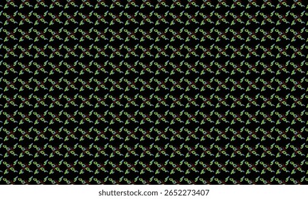 A repeating pattern of stylized green chain links arranged in a cross shape, with red lightning-like elements at the center of each motif, set against a stark black backdrop.