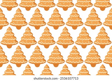 Repeating pattern of stylized orange cupcakes with white icing on a clean background