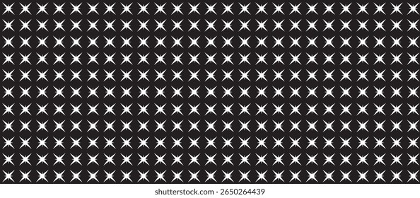 Repeating Pattern of Stylized Pixelated White Crosses on Black Background, Featuring Even Spacing and Irregular Shapes for a Bold, Geometric, Abstract Digital Design with High Contrast