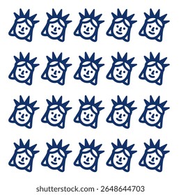 Repeating pattern of stylized Statue of Liberty head illustrations