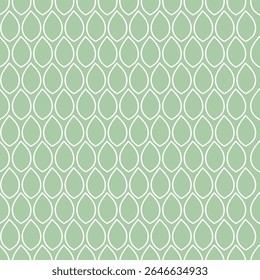 A repeating pattern of teardrop shapes in a soft green color, suitable for backgrounds or textile designs.