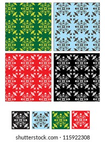 Repeating pattern for textiles and wallpaper in four colors
