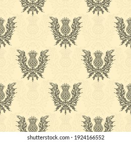 A repeating pattern of thistle, the symbol of Scotland, a sharp flower. Vector.