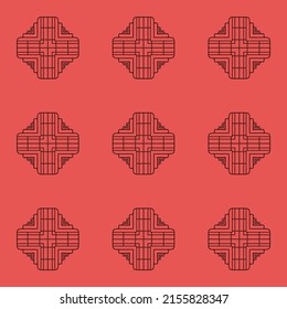 Repeating pattern with trendy floral and geometric ornaments