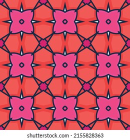 Repeating pattern with trendy floral and geometric ornaments