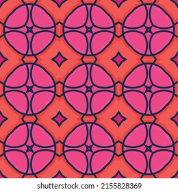 Repeating pattern with trendy floral and geometric ornaments