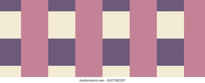 A repeating pattern of vertical stripes. The pattern alternates between solid pinkish mauve stripes and segmented stripes composed of alternating cream and muted purple rectangular blocks.
