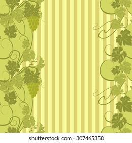 Repeating pattern with vines and bunches of grapes.