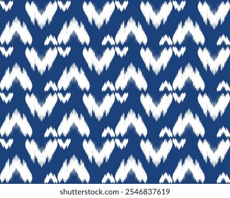repeating pattern of white hearts on navy blue background, creating stylish and modern design. Perfect for textiles or wallpapers.
