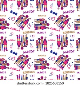 Repeating pattern in the youth style. Bright, distinctive and bold. Vector illustration.