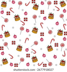 Wiederholungsmuster für Weihnachtsdekorationen für Grußkarten und Geschenkverpackungen