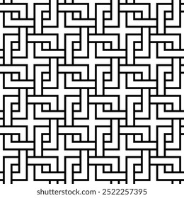 Wiederholte Muster von Grafikdesigns. Geometrisches nahtloses Muster eines druckbaren Vektors. Verriegelung Knoten Banner Layout der Abdeckung Hintergrund Design.