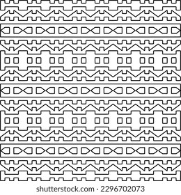 
Repeating patterns of lines.  Black and white pattern for web page, textures, card, poster, fabric, textile.