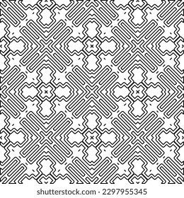 Repeating patterns of lines.  Black and white pattern for web page, textures, card, poster, fabric, textile.