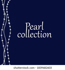 Repeating pearl necklace. Realistic strands of white pearls, decorative element for cards, wedding invitations, packages. Pearl threads