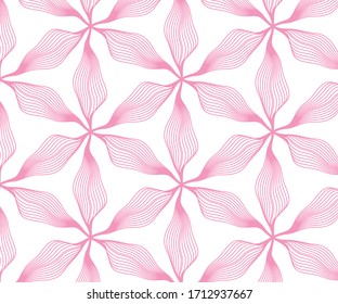 Repeating petals vector pattern, pink line