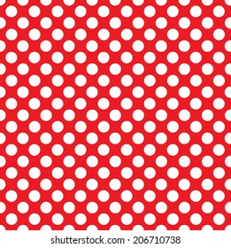 Repeating Polka Dot Pattern - traditional White Dots on Red