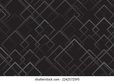 Repeating Random Size and Color Outlined Lozenges Background Making Fading Visual Effect - Black and Grey Colors on Similar Backdrop - Vector Wallpaper Graphic Design