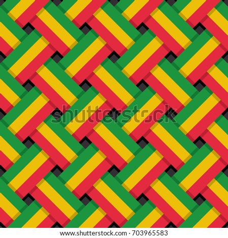 Repeating Rastafarian Ethiopian Flag Colors Interlaced Stock Vector