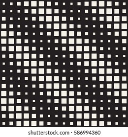 Repeating Rectangle Shape Halftone. Modern Geometric Lattice Texture. Vector Seamless Monochrome Pattern