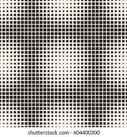 Repeating Rectangle Shape Halftone. Modern Geometric Lattice Texture. Vector Seamless Monochrome Pattern