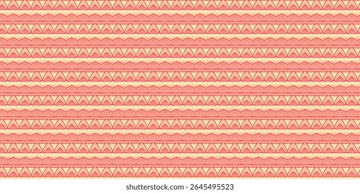 Repeating red ethnic-style pattern on a cream background with triangles and zigzags. Ideal for textile designs, wrapping paper, or digital artwork.