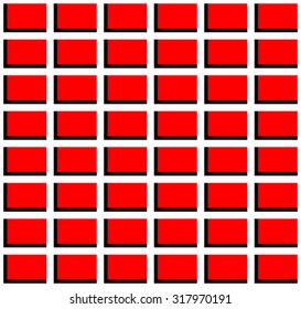 Repeating Red Squares with black border on White background