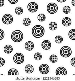 Repeating round geometric shapes. Seamless pattern drawn by hand. Sketch, doodle. Simple vector illustration.