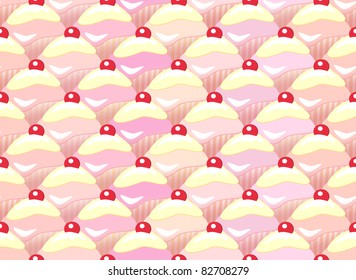 Repeating rows of cupcakes. Seamless pattern in EPS10 vector format.