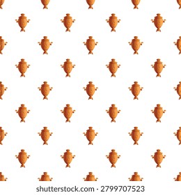 Repeating samovar pattern creating a background of an iconic russian tea urn
