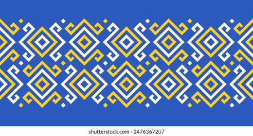 Repeating seamless border pattern, Ukrainian ethnic traditional embroidery vyshyvanka design, vector illustration, flat style