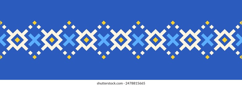 Repeating seamless border pattern, Ukrainian ethnic traditional design, vector illustration, flat style