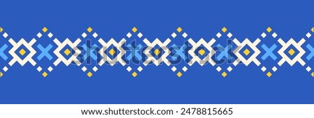 Repeating seamless border pattern, Ukrainian ethnic traditional design, vector illustration, flat style