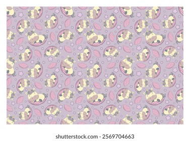 Repeating seamless pattern with adorable unicorn on light purple background. Design for printing on a t-shirt, poster, banner. Beautiful print for t-shirt, shopper, notebooks, covers, posters and card