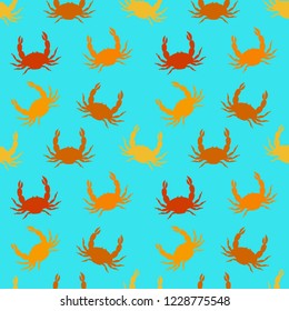 Repeating seamless pattern with crabs. Vector marine pattern, crabs.