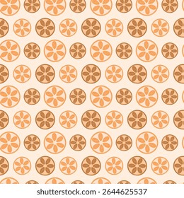 Repeating seamless pattern of dried citrus slices of orange or grapefruit.