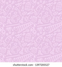 Repeating seamless pattern with elements for kids creative activity