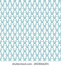 Repeating seamless pattern featuring abstract blue and teal shapes on white background for design and decoration