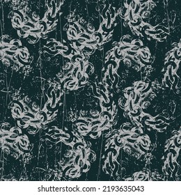 Wiederholung nahtloser Muster mit weiblichem Gesicht. Grunge Textur für Tapeten, Oberfläche, Texturen.