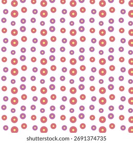 Repeating seamless pattern of flowers on white background.