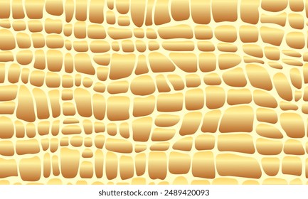 Repeating seamless pattern with golden bubbles or snake skin or crocodile skin in vector for fabric, paper, print and web.
