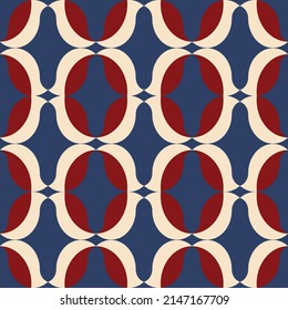 Repeating, seamless pattern of patriotic red, white and blue abstract bird shapes. Ideal for wrapping paper or greeting card design.
