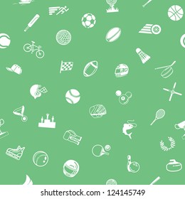 A repeating seamless sport background tile texture with lots of drawings of different sports icons